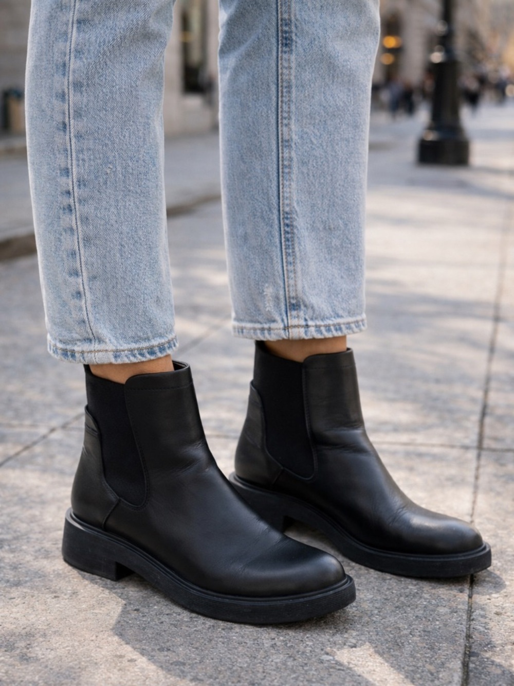 Franco Sarto Black Leather Chelsea Booties – Size 8.5